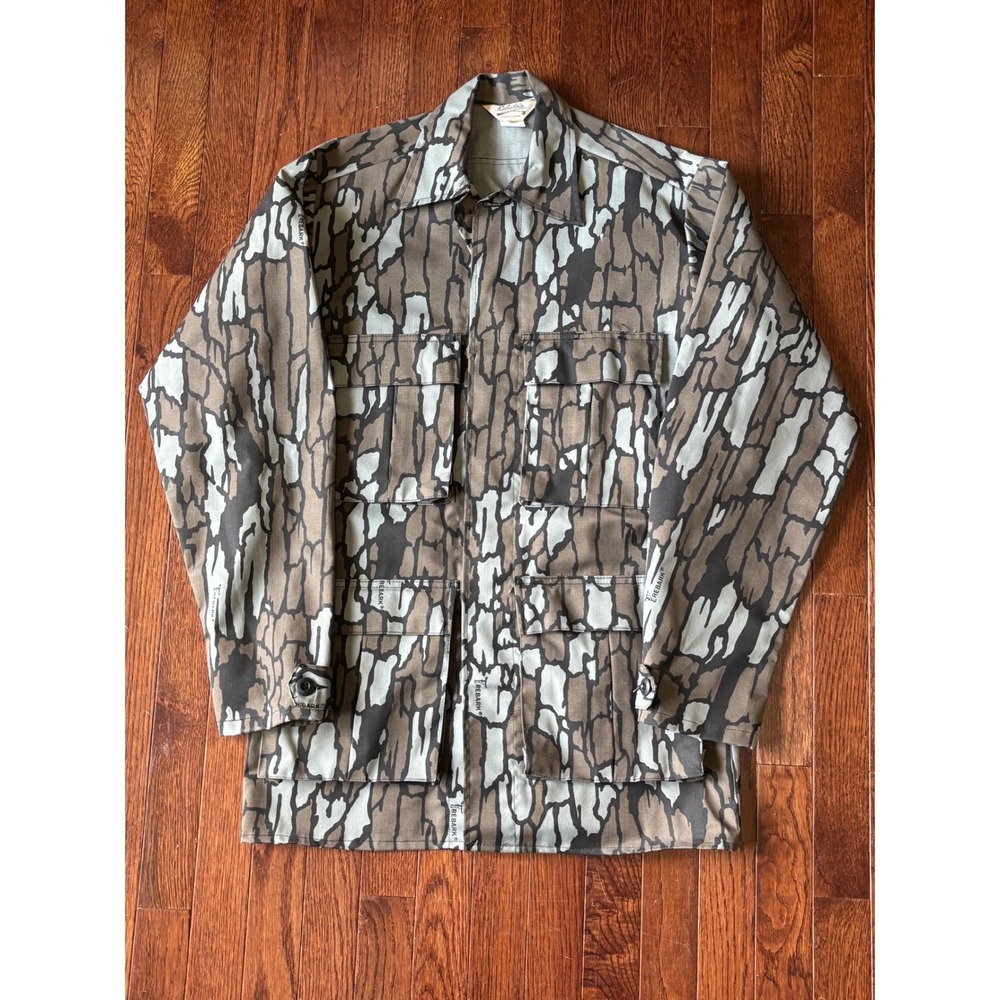Vintage Cabela's Trebark Camo Hunting Shirt Jacket Men M USA Made 6 Pocket